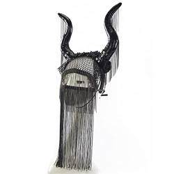 Haarband für Damen, Halloween, Teufelshörner, Antilope, Stirnband, Horn, Kopfbedeckung, Maskenkette für Frauen, Fransen Maskerade von BEBIKR