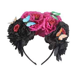 Haarband für Damen, Halloween, bunt, Pfingstrose, Blume, Haarreif, Fee für Schmetterling, Cosplay, Party von BEBIKR