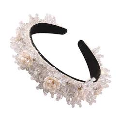 Haarband für Damen, Hochzeit, Brautschmuck, Stirnband, klare Kristalle, Perlen, Blumenmuster, Haarreif, Krone von BEBIKR