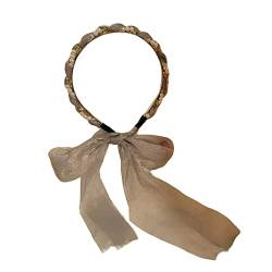 Haarband für Damen, Rosen-Blumen-Perlen-Stirnband mit Band, Rosen-Stirnband, Perlenhaarband, Hochzeits-Stirnband, Braut-Stirnband von BEBIKR