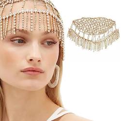 Haarband für Damen, modisches Haar-Accessoire, ethnischer Stil, Stirnband, übertriebene Bühne für Strass-Haarkette, Schmuck von BEBIKR
