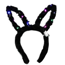 Haarband für Damen, schönes LED-Hasenohr-Stirnband, Neujahr, Party, blinkendes Licht, Plüsch-Haarreif, Karneval, Party, Kopfbedeckung, Raveprops Kopfschmuck von BEBIKR