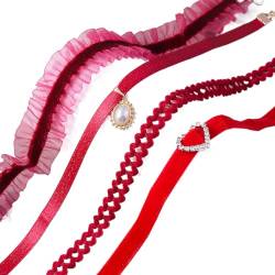 Halsketten, sexy Samt-Choker-Halsketten für Frauen, Herz-Kristall-Halsbänder, Brautschmuck, Hochzeit, Party, Schmuck am Halsband, Spitze + Legierung von BEBIKR