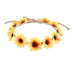 Sonnenblumenkranz, gewebtes Stirnband für Damen, Mädchen, Strand, Sonnenhut, dekoratives Accessoire, Stirnband und Wickeltuch von BEBIKR