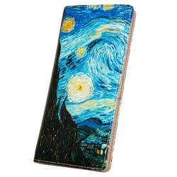 BECEERE Ultra Slim Dünne Leder Frauen Brieftasche Rfid Blocking Kreditkartenhalter Bifold Clutch, Van Gogh die Sternennacht, Niedlich von BECEERE