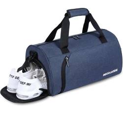 BECOJADDE Sporttaschen für Damen und Herren, 25L Reisetasche Duffel Bag Übernachtungstasche mit Schuhfach & Nassfach, wasserdichte Handgepäcktasche für Sport, Fitnessstudio, Schwimmen, Navy Blau von BECOJADDE