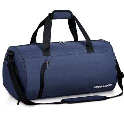 BECOJADDE Sporttaschen für Damen und Herren, 35L Reisetasche Duffel Bag Übernachtungstasche mit Schuhfach & Nassfach, wasserdichte Handgepäcktasche für Sport, Fitnessstudio, Schwimmen, Navy Blau von BECOJADDE