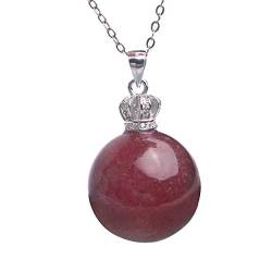 BEDNL 20 mm roter natürlicher Eis-Erdbeer-Quarz-Kristall-runder Perlen-Halsketten-Anhänger WEISHENYIN von BEDNL