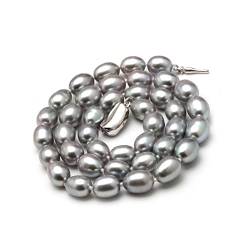 BEDNL 8–9 mm natürlicher grauer Süßwasserperlen-Halskettenstrang for Frauen, gute Glanzperle, perlenbesetzte Chocker-Hochzeitshalskette erfüllen WEISHENYIN (Color : 8-9mm_40cm) von BEDNL
