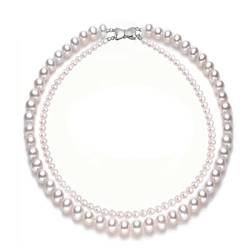 BEDNL Klassische Hochzeit Doppelte Natürliche Perlenkette Frauen Favorit, Luxuriöse Echte Süßwasserperlenkette erfüllen WEISHENYIN (Color : White_In 45cm out 48cm) von BEDNL
