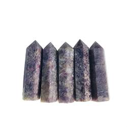 BEDNL Quarz-Dekoration 1PC Natürlicher Kristallheilungs-Lepidolith-Kristallpflaumen-Turmalin-Turmpunkt kann zur Dekoration verwendet Werden WEISHENYIN (Material : 7-8CM) von BEDNL