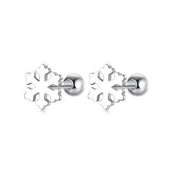 925 Sterling Silber Mode Winter Schneeflocken Perlen Schraube Stud Ohrringe Für Frauen Valentinstag Schmuck Weihnachten Geschenk von BEDT