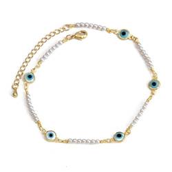 BEDT Verstellbares Perlen-fußketten-fußkettchen Türkisches Auge-Charme-fußkettchen Für Damen-mädchen-modeschmuck von BEDT
