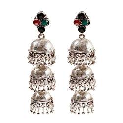 Frauen Vintage Silber Farbe Glocken Jhumka Ohrringe Indischer Schmuck Türkische Quasten Ohrringe Tribal Gypsy Schmuck von BEDT