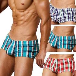 BEEMEN Herren Sexy Boxershorts Mit Eingriff aus 100% Baumwolle Trunks Männer Unterwäsche, 3er Pack L von BEEMEN