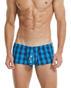 BEEMEN Low Rise Herren Baumwolle Boxer Unterwäsche Männer Boxershorts Mini Fit Trunks Non-Stretch Checkered Design Unterhose mit Eingriff von BEEMEN