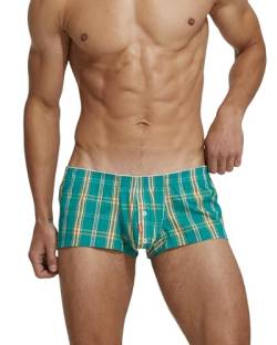 BEEMEN Low Rise Herren Baumwolle Boxer Unterwäsche Männer Boxershorts Mini Fit Trunks Non-Stretch Checkered Design Unterhose mit Eingriff von BEEMEN