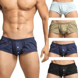 BEEMEN Low Rise Non-Stretch Herren Unterwäsche Männer Boxershorts Mini Fit Trunks Boxerbriefs Unterhose Shorts, 4er-Pack L (Etikett XL) von BEEMEN