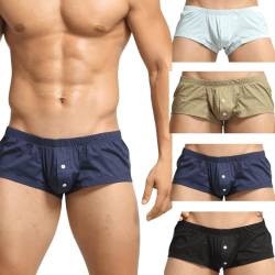 BEEMEN Low Rise Non-Stretch Herren Unterwäsche Männer Boxershorts Mini Fit Trunks Boxerbriefs Unterhose Shorts, 4er-Pack M (Etikett L) von BEEMEN