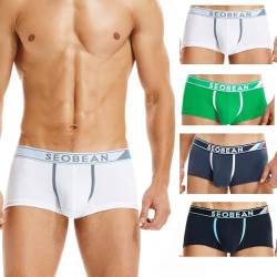 BEEMEN SEOBEAN Low Rise Herren Unterwäsche Männer Unterhose Baumwolle Boxershorts Elasthische Trunks Hipster Boxerbriefs Sport Shorts Atmungsaktiv von BEEMEN