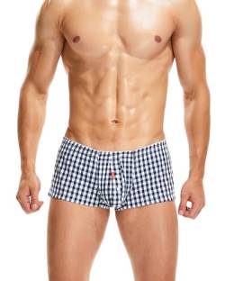 BEEMEN Seobean Herren Baumwolle Unterwäsche Low-Rise Boxershorts Trunk Unterhose mit Eingriff Karriert von BEEMEN