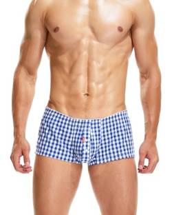 BEEMEN Seobean Herren Baumwolle Unterwäsche Low-Rise Boxershorts Trunk Unterhose mit Eingriff Karriert von BEEMEN