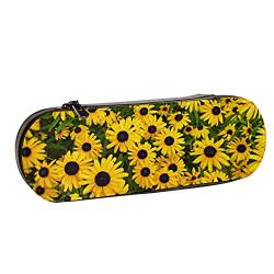 BEEOFICEPENG Federmäppchen, Black Eyed Susan Flower Yellow Daisy Summer Garden, Leder-Federmäppchen, Stifttasche, Büro, Schule, Schmuckkästchen, Make-up-Pinsel-Box von BEEOFICEPENG