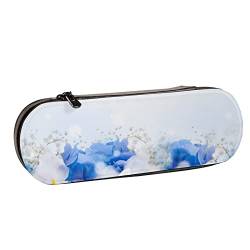 BEEOFICEPENG Federmäppchen, Blauer Frühling, romantische helle Blume, Leder-Federmäppchen, Stifttasche, Büro, Schule, Schmuckkästchen, Make-up-Pinsel-Box von BEEOFICEPENG