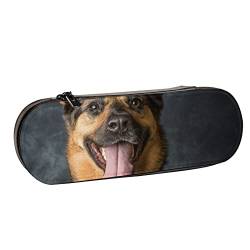 BEEOFICEPENG Federmäppchen, Deutscher Schäferhund, Leder-Federmäppchen, Stifttasche, Büro, Schule, Schmuckkästchen, Make-up-Pinsel-Box von BEEOFICEPENG