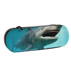 BEEOFICEPENG Federmäppchen, Fierce Awful Shark Underwater, Leder-Federmäppchen, Stifttasche, Büro, Schule, Schmuckkästchen, Make-up-Pinsel-Box von BEEOFICEPENG