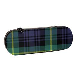 BEEOFICEPENG Federmäppchen, Gordon-Tartan-Stoff, kariert, Leder-Federmäppchen, Stifttasche, Büro, Schule, Schmuckkästchen, Make-up-Pinsel-Box von BEEOFICEPENG