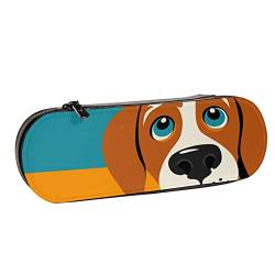 BEEOFICEPENG Federmäppchen, Illustration Beagle-Hund, Leder-Federmäppchen, Stifttasche, Büro, Schule, Schmuckkästchen, Make-up-Pinsel-Box von BEEOFICEPENG