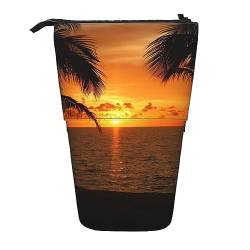 BEEOFICEPENG Teleskop-Federmäppchen, Sonnenuntergang auf einem tropischen Strand, Stifthalter, Federmäppchen, Stifttasche, Make-up-Tasche von BEEOFICEPENG