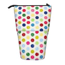 BEEOFICEPENG Teleskop-Federmäppchen, bunter bunter runder Ball-Aufdruck, Ständer, Bleistifthalter, Federmäppchen, Stifttasche, Make-up-Tasche von BEEOFICEPENG