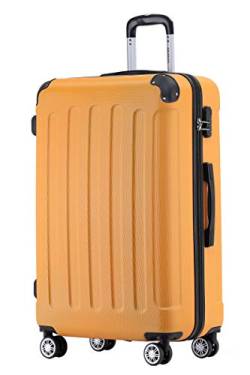 BEIBYE Hartschalen-Koffer Trolley Rollkoffer Reisekoffer Handgepäck 4 Rollen (M-L-XL-Set) (Orangen, XL) von BEIBYE