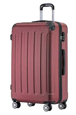 BEIBYE Hartschalen-Koffer Trolley Rollkoffer Reisekoffer Handgepäck 4 Rollen (M-L-XL-Set) (Weinrot, XL) von BEIBYE