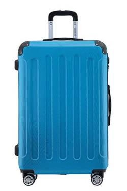 BEIBYE- Hartschalenkoffer Koffer Trolley Rollkoffer Reisekoffer Zahlenschloß 4 Zwilings-Rollen (Cyan-Blue, Middle-66cm) von BEIBYE