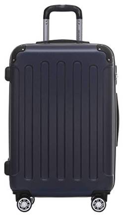 BEIBYE- Hartschalenkoffer Koffer Trolley Rollkoffer Reisekoffer Zahlenschloß 4 Zwilings-Rollen (Dark-Blue, Large-76cm) von BEIBYE