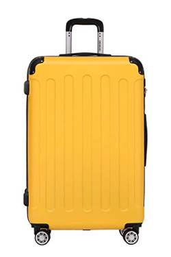 BEIBYE- Hartschalenkoffer Koffer Trolley Rollkoffer Reisekoffer Zahlenschloß 4 Zwilings-Rollen (Yellow, Large-76cm) von BEIBYE