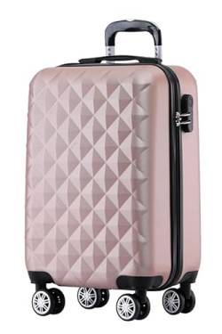 BEIBYE Zwillingsrollen 2066 Hartschale Trolley Koffer Reisekoffer Handgepäck Boardcase M (Rosa Gold) von BEIBYE