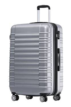 BEIBYE Zwillingsrollen Reisekoffer Koffer Trolleys Hartschale M-L-XL-Set (Silber, L) von BEIBYE