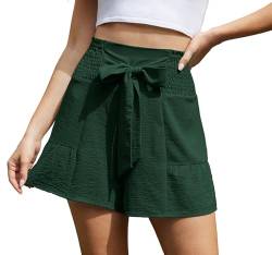 BEIGAI Damen Shorts Kurz Sommer Hose Frauen Casual Lose Bequeme Fashion Shorts,Dunkel Grün,XL von BEIGAI