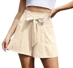 BEIGAI Kurze Hose Damen Sommer Elegant Lose Outdoor Shorts für Frauen Lässige,Aprikose,3XL von BEIGAI