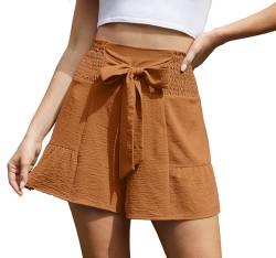 BEIGAI Kurze Hose Damen Sommer Elegant Lose Outdoor Shorts für Frauen Lässige,Hell Kaffee,XL von BEIGAI