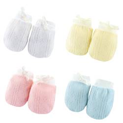 BEISIJIA 4 Paar Baby Anti-Kratz-Fäustlinge Neugeborene Kleinkind Fäustlinge Verstellbare Atmungsaktive Mesh Baby Anti-Ess-Handschuhe für 0-10 Monate Gr. One Size, 0-6 Monate von BEISIJIA