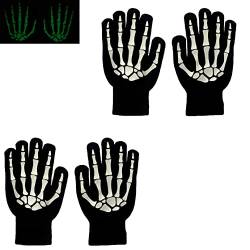 BEISIJIA Skelett-Handschuhe für Erwachsene und Kinder, leuchtet im Dunkeln, Vollfingerhandschuhe für Halloween, Schwarz, S von BEISIJIA