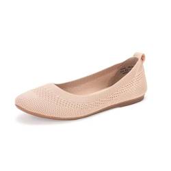 BEJINASH Ballerinas für Damen, weich, zum Hineinschlüpfen, flache Schuhe, gestrickt, runde Zehenpartie, Arbeit, flaches Netzgewebe, Damen-Wanderschuhe, bequem, lässig, Ecru, 40 EU von BEJINASH