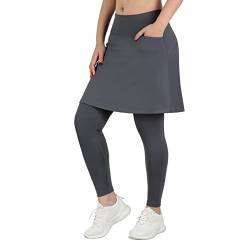 BELE ROY Sportrock mit Leggings Tennisrock Leggings für Damen mit Tasche, GRAU, Klein von BELE ROY