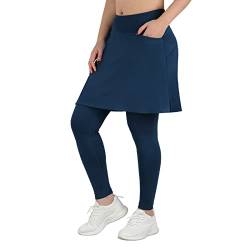 BELE ROY Sportrock mit Leggings Tennisrock Leggings für Damen mit Tasche, Marineblau, Mittel von BELE ROY