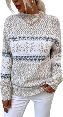 BELIKES Damen Pullover Weihnachtspullover Rollkragen Sweater Langarm Sweatshirt Elegant Casual Weihnachtspulli Oberteil Top von BELIKES
